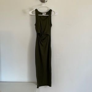 Olive body con dress with cut out
